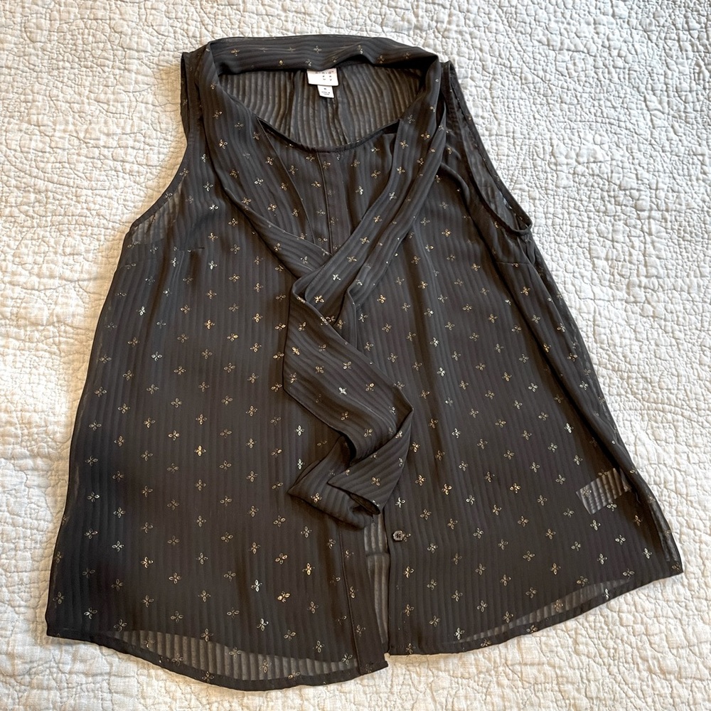 Black and gold sheer top